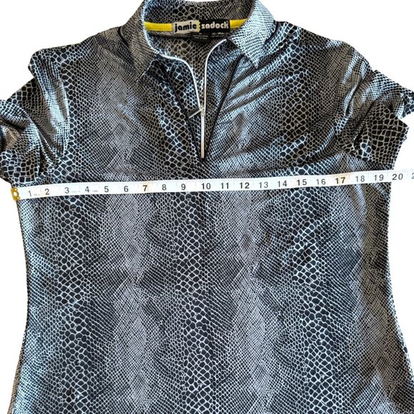 Jamie Sadock Women's Short Sleeve Top Collared 1/4 Zip Snake Print Gray Size M - Picture 5 of 7